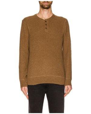 Schott Nyc Button Henley Jumper - Brown