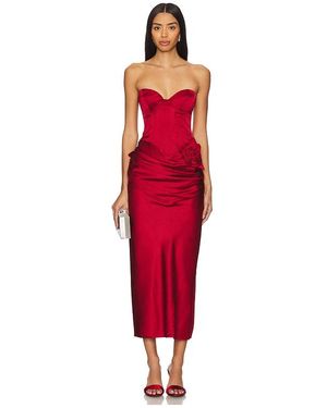 LPA Ilaria Corset Midi Dress - Red