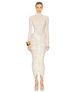 Helsa The Super Sheer Ruched Dress - Natural