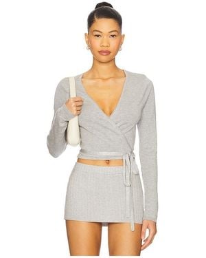 Frankie's Bikinis Whisper Knit Wrap Top - White