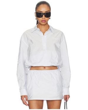 Alexander Wang Cropped Shirt With Bungee Hem - White