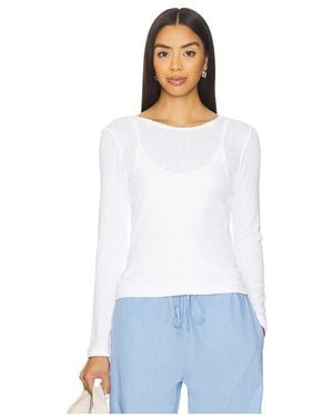 Leset Pointelle Layered Long Sleeve Top - White
