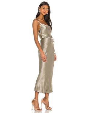 knee length dresses for ladies Shona Joy La Lune Tie Front Bias Midi Dress in Cream – Coco & Lola main image 0