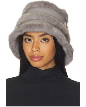Jocelyn Faux Mink & Leather Bucket Hat - Blue
