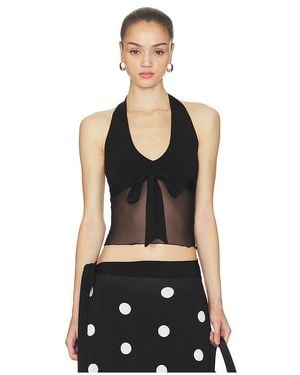 Frankie's Bikinis May Mesh Halter Top - Black