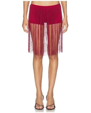 1XBLUE Long Fringe Hot Pants - Red