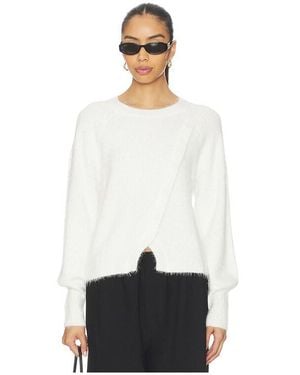 Bobi Diagonal Placket Sweater - White