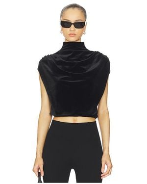Commando Velvet Draped Mockneck Crop Top - Black