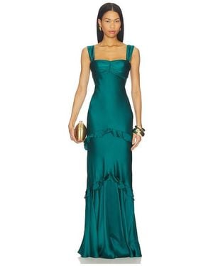 Saloni Selma Long Dress - Blue