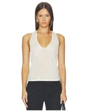 EB DENIM Valley Sheer Racer Tank Top en White - Blanc
