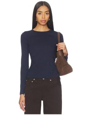 Enza Costa Supima Classic Long Sleeve Tee - Blue