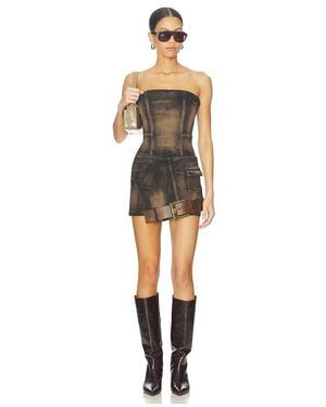 MARRKNULL Dislocated Strapless Dress - Brown