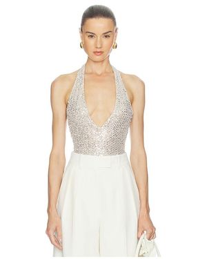 Alice + Olivia Pippa Sequin Bodysuit - White