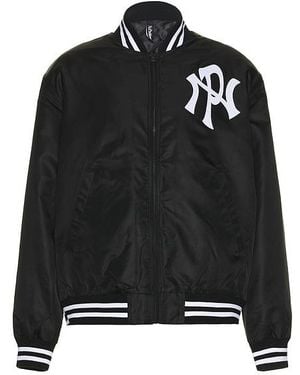 No Problemo Nyp Nylon Varsity Jacket - Black