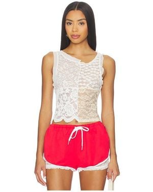 YUHAN WANG Patchwork Lace Tank Top - Red