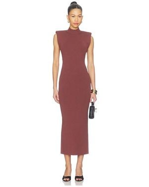 Misha Padded Shoulder Knit Dress - Red