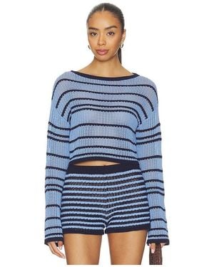 Lovers + Friends Muriel Open Stitch Pullover en Blue - Bleu