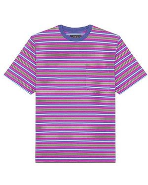 Beams Plus Pocket Tee Multi Stripe - Purple