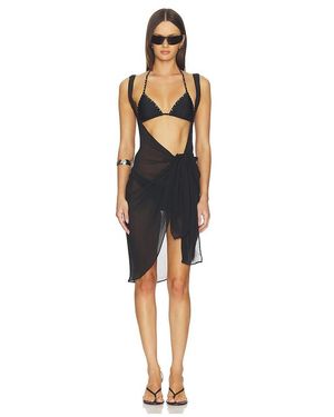 Skims Sheer Cover Up Dress Sarong - Black