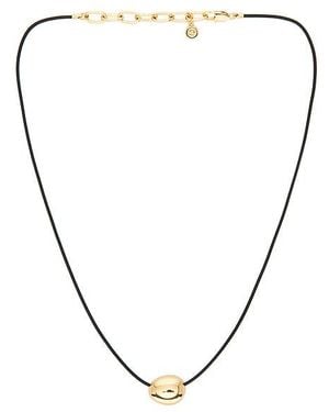 Ettika Polished Pebble Leather Pendant Necklace - Black