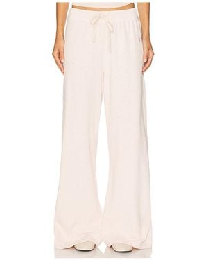 ÉTERNE Drawstring Lightweight French Terry Wide Leg Sweatpant - White