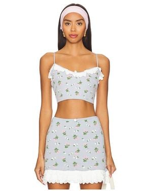 For Love & Lemons Amalia Knit Crop Top - White