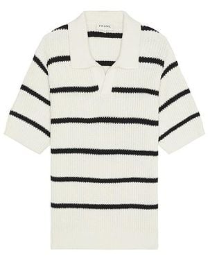 FRAME Polo-Sweatshirt Striped - Weiß