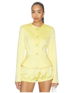Milkwhite Satin Button Up Blazer - Yellow