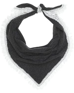 Ganni Wool Lace Triangular Scarf - Black