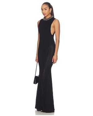 Self-Portrait Beaded Pointelle Knit Maxi Dress - Blue