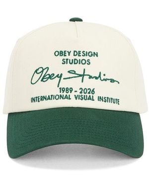 Obey Design Studio 5 Panel Strapback Hat - Green