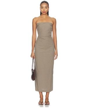 Enza Costa Japanese Maxi Plaid Dress - Natural
