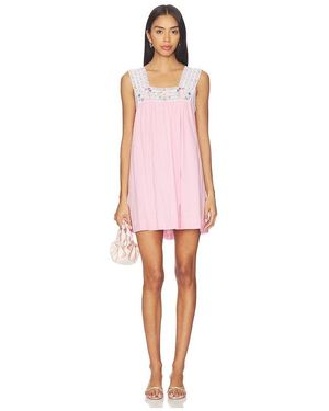 SWF Square Neck Embroidered Midi Dress - Pink
