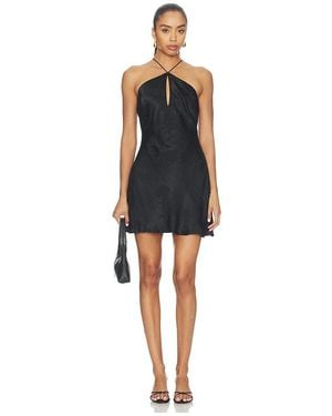 For Love & Lemons Adrift Satin Halter Mini Dress - Black
