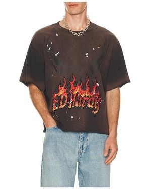 Ed Hardy Camiseta Boxeo Recortada Eagle Flame En Color Gris Talla (También En S) - Negro