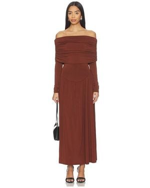WeWoreWhat Off Shoulder Ruched Midi Dress - Red