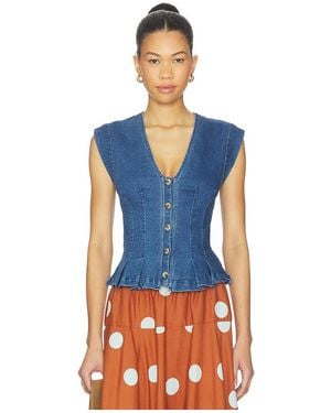 Free People Dylan Denim Vest - Blue