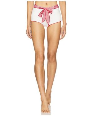 Frankie's Bikinis X Bella Hadid Genevieve Terry Rib Bikini Short - White