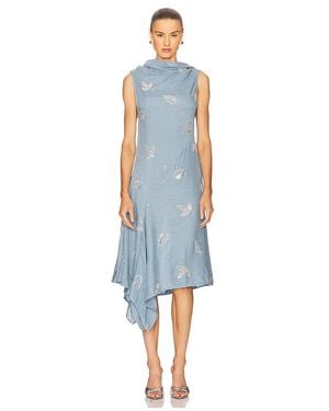 Marques'Almeida Linen Cowl Neck Dress - Blue