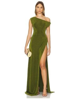 Khanums Slinky Off The Shoulder Maxi Dress - Green