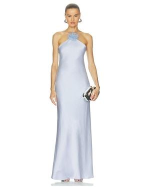 Alejandra Alonso Rojas Halter Slip Gown With Flower - White