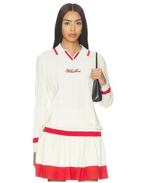 Khalhon V-Tipped Varsity Knit Pullover - White