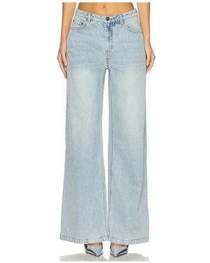 MARRKNULL Pierna Ancha Hollow Out En Color Denim Claro Talla En - Azul