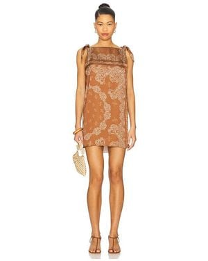 Rococo Sand Knotted Shoulder Detail Mini Dress - Brown