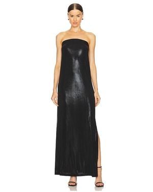 Norma Kamali Strapless Tailored Side Slit Gown - Black