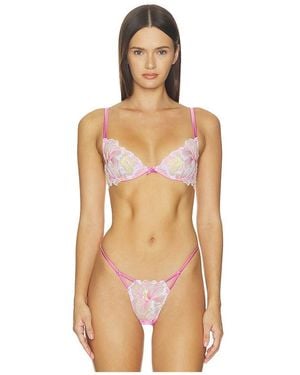 Fleur du Mal Sequin Hibiscus Demi Bra - Natural