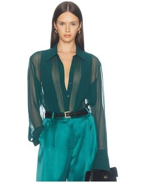 Sans Faff Meghan Panelled Silk Blouse - Green