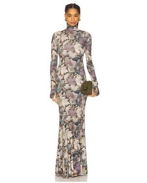 Norma Kamali Long Sleeve Turtleneck Fishtail Gown - White