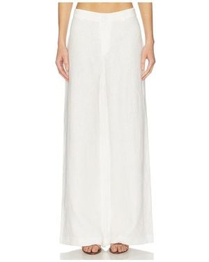 Bardot Serafina Linen Mid Rise Pant - White