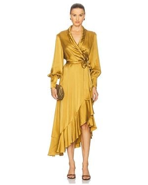 Zimmermann シルクラップミディドレス - イエロー